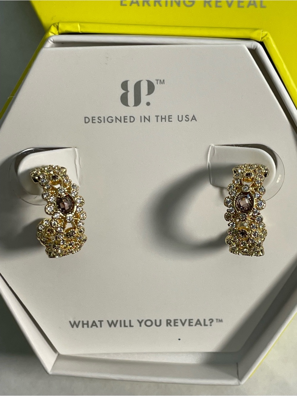 Bomb Party OG Rare Unicorn ER15679 “The Ophelia Hoops” Gold/Brown Tourmaline NIB